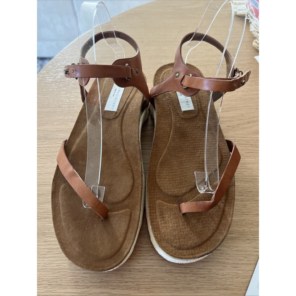 Stella McCartney Women's Sandals Size 39.5 Toe Strap Leather Cork --Damaged! - Picture 2 of 15